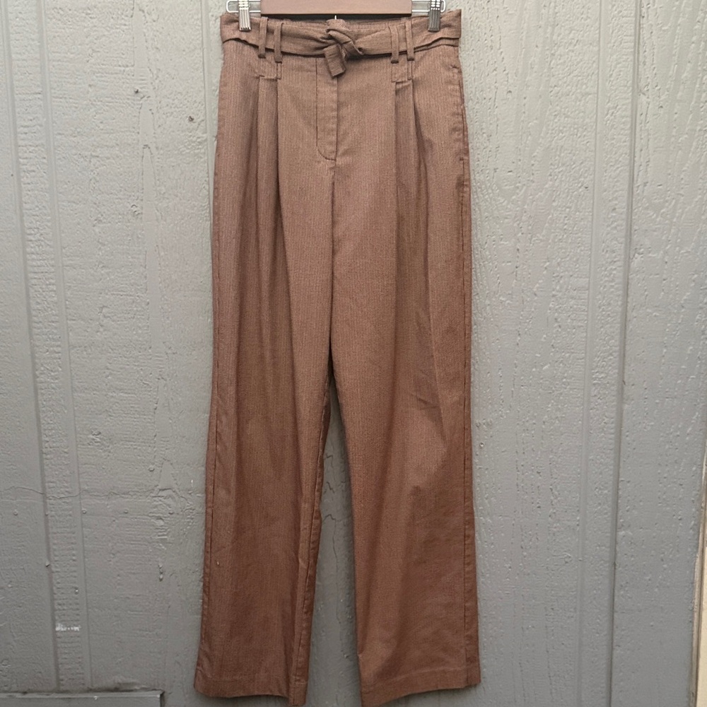 Mango Plaid high Rise Pants Size: 4